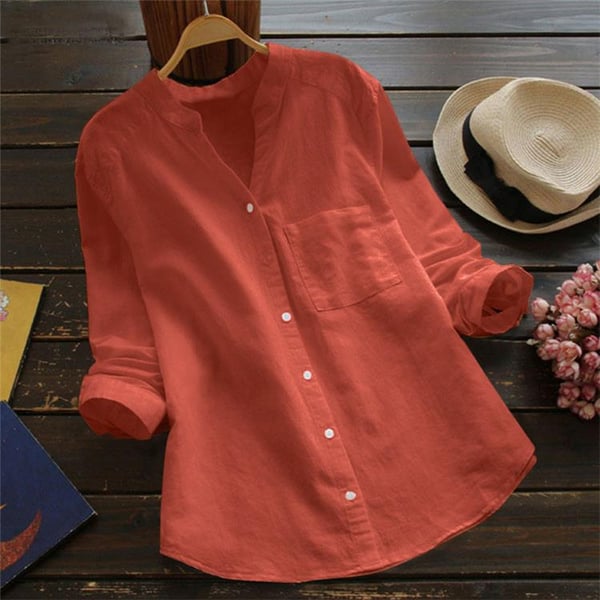 Elegant Linen Long-Sleeve Blouse