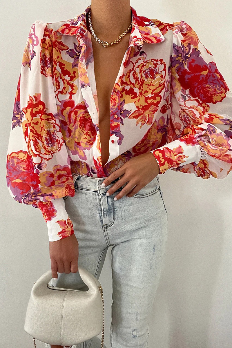 Floral Puff Sleeve Blouse