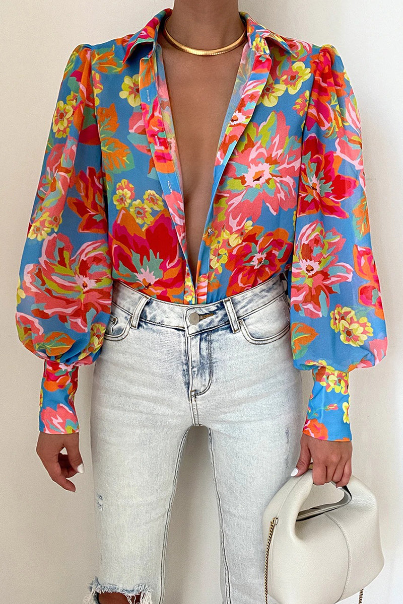 Floral Puff Sleeve Blouse