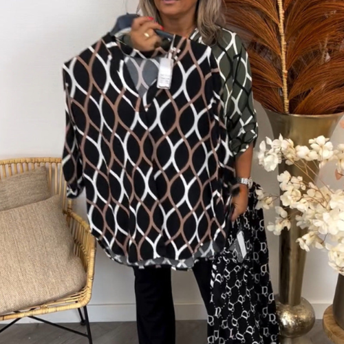 GEOMETRIC LONG SLEEVE BLOUSE FOR ELEGANT EVERYDAY STYLE