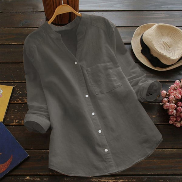 Elegant Linen Long-Sleeve Blouse