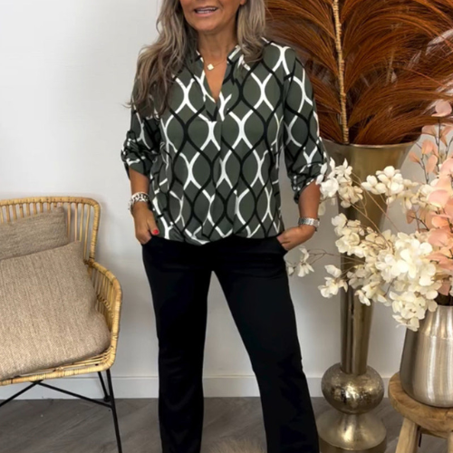 GEOMETRIC LONG SLEEVE BLOUSE FOR ELEGANT EVERYDAY STYLE