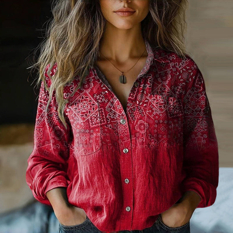 Retro Floral Print Blouse