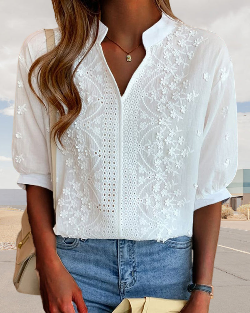 Elegant White Blouse with Puff Sleeves