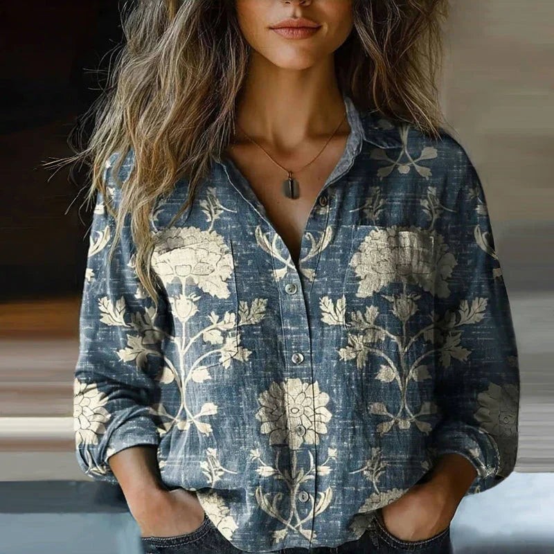 Retro Floral Print Blouse