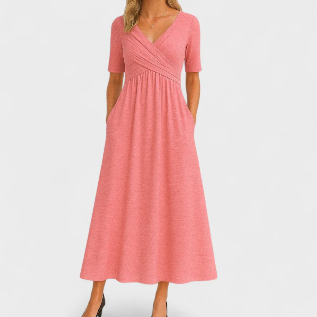 Crossed dress with short sleeves
