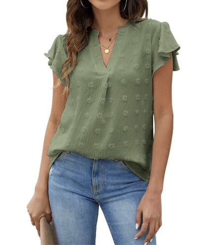 Chic Patchwork Blouse with Ruffled Accents