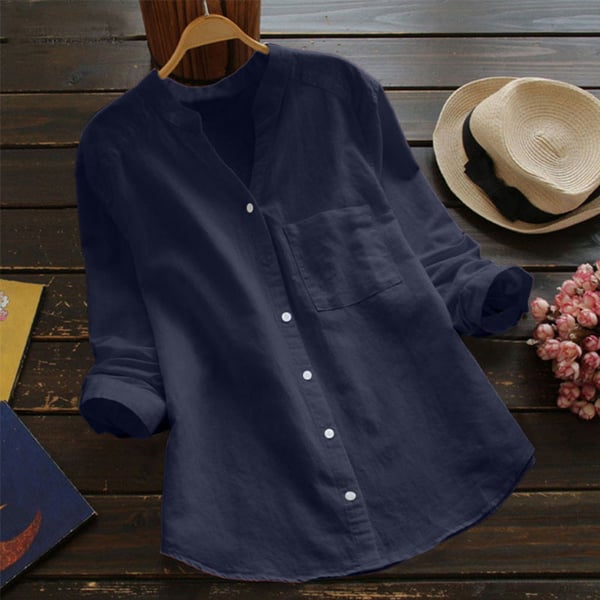 Elegant Linen Long-Sleeve Blouse