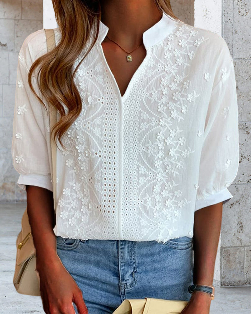 Elegant White Blouse with Puff Sleeves