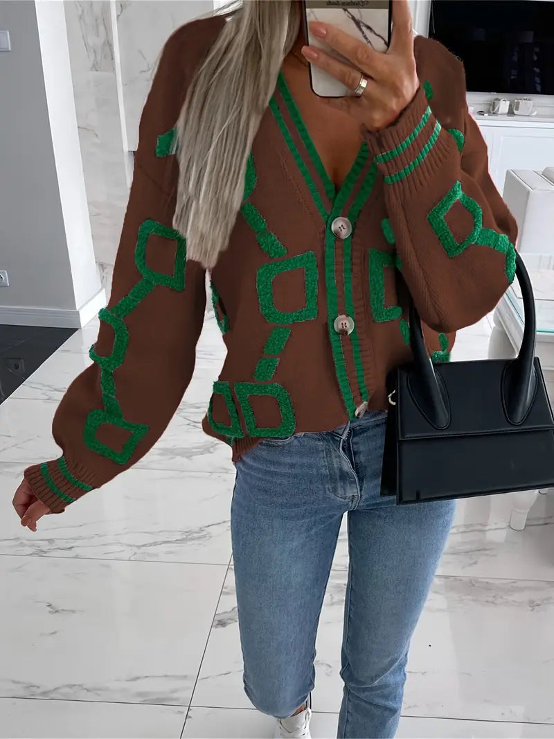 Colorblock Knit Cardigan