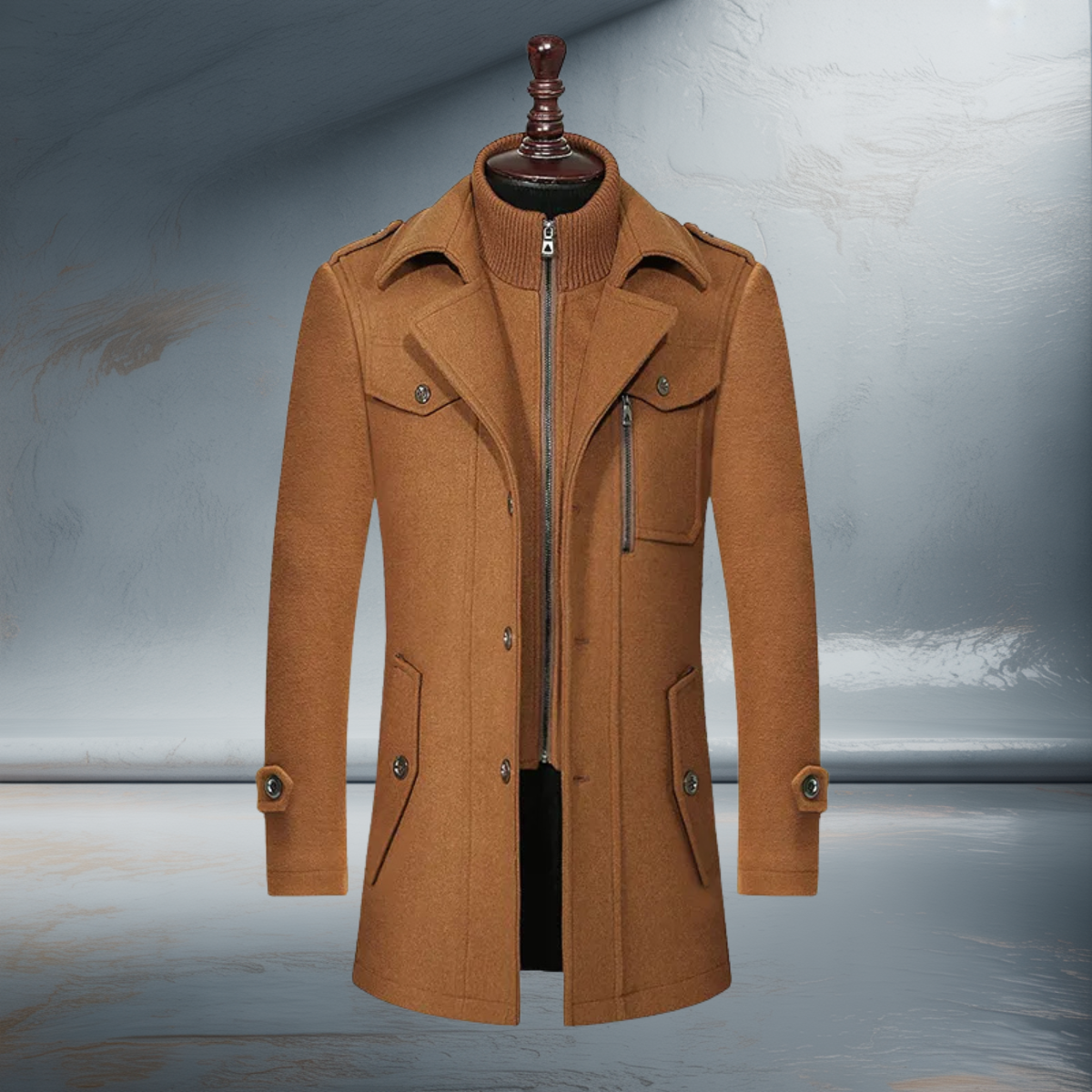 Double-Collar Wool Coat