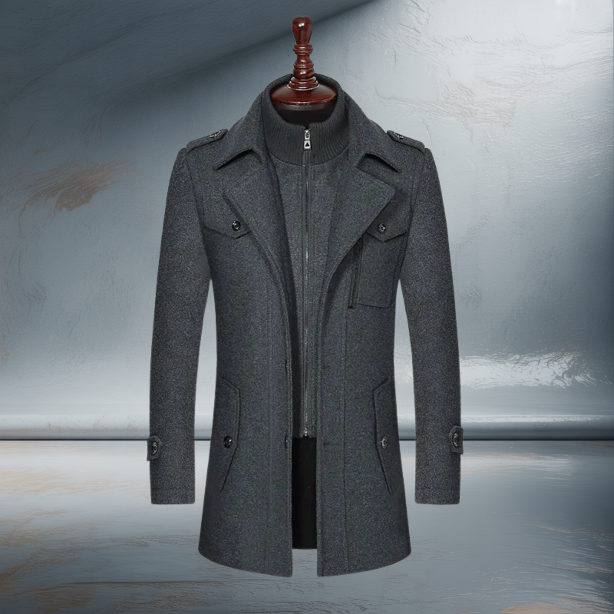 Double-Collar Wool Coat