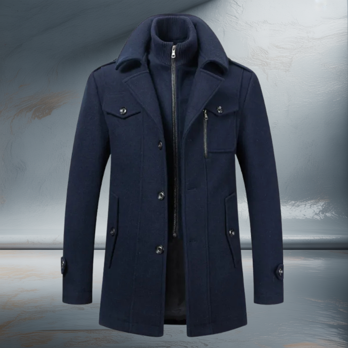Double-Collar Wool Coat