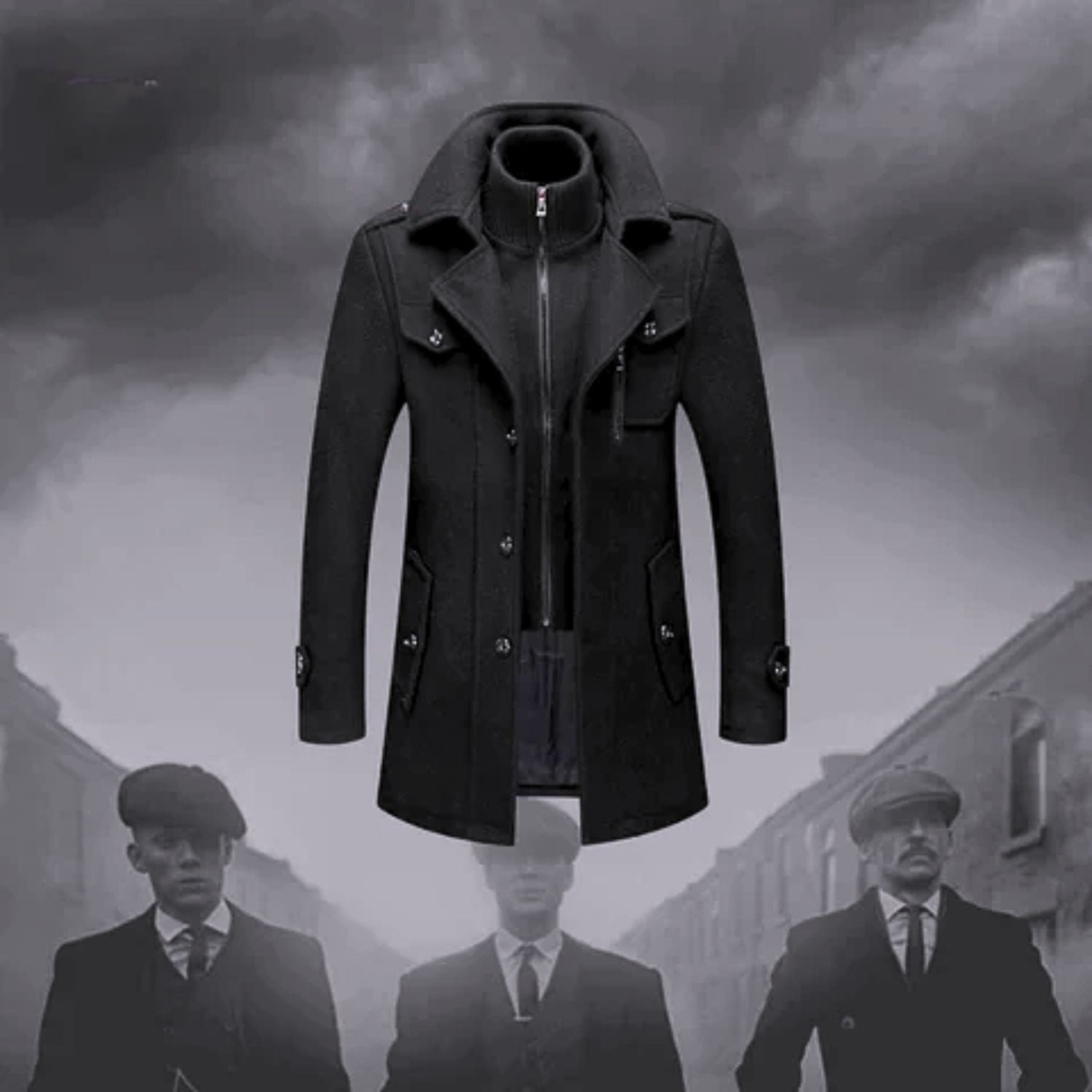 Double-Collar Wool Coat