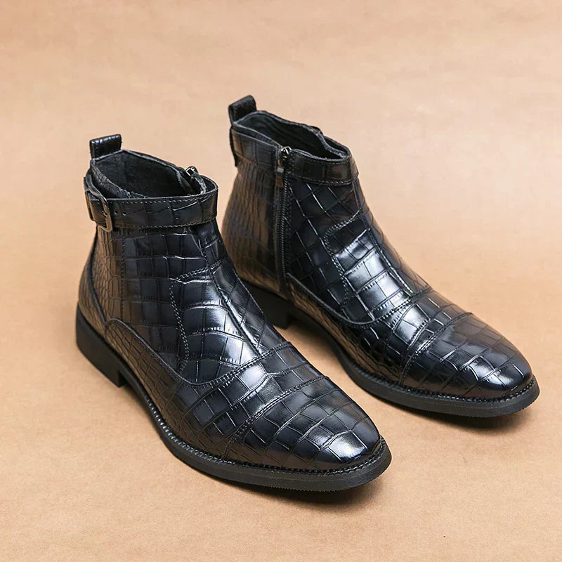 Ankle Boots with Buckle Made of Synthetic Leather