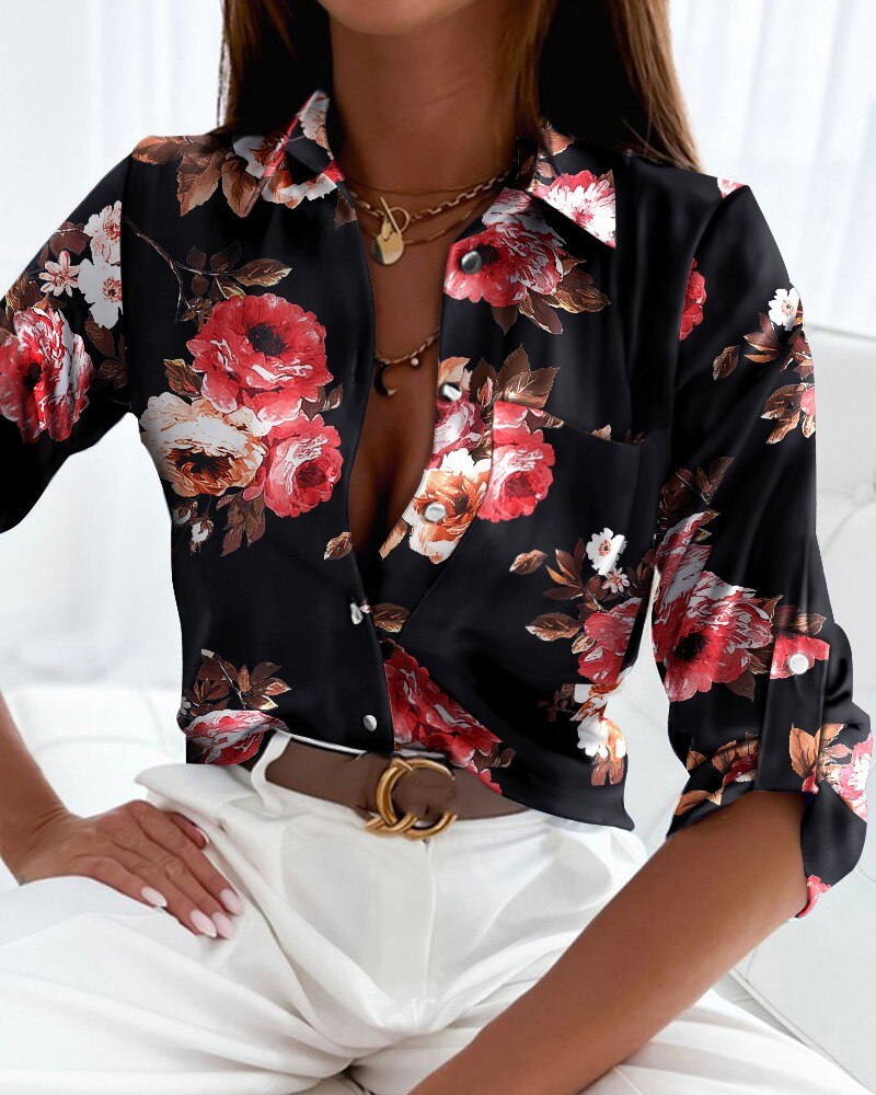 Chic Long-Sleeve Blouse with Button Detail