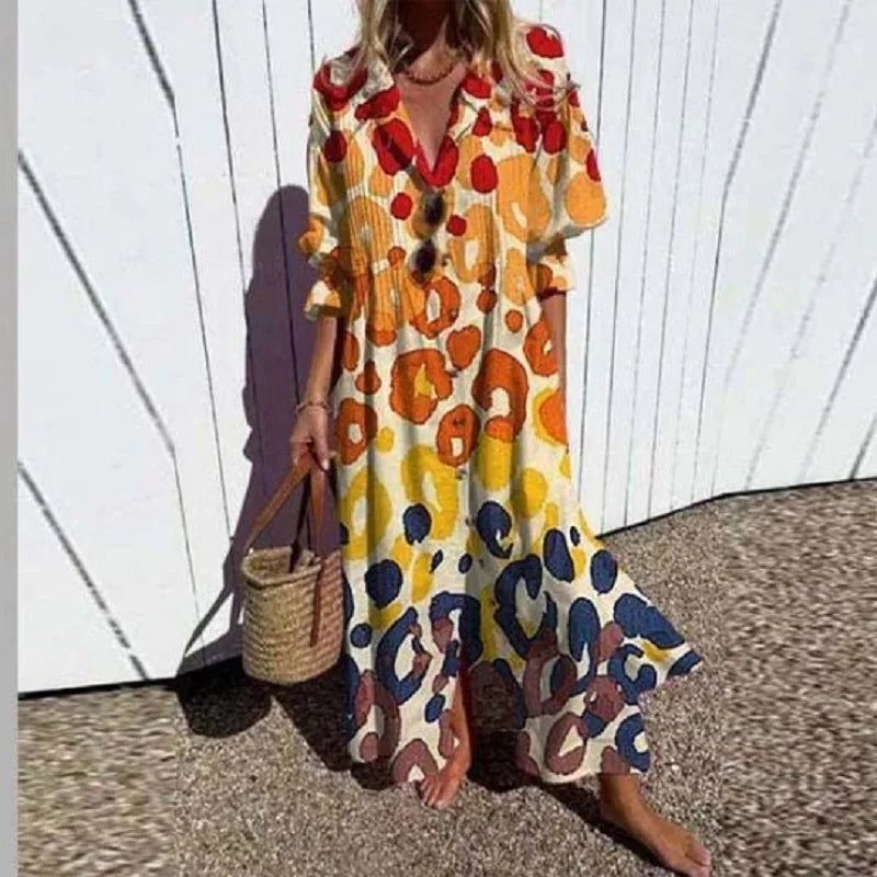 Bohemian Puff Sleeve Maxi Dress