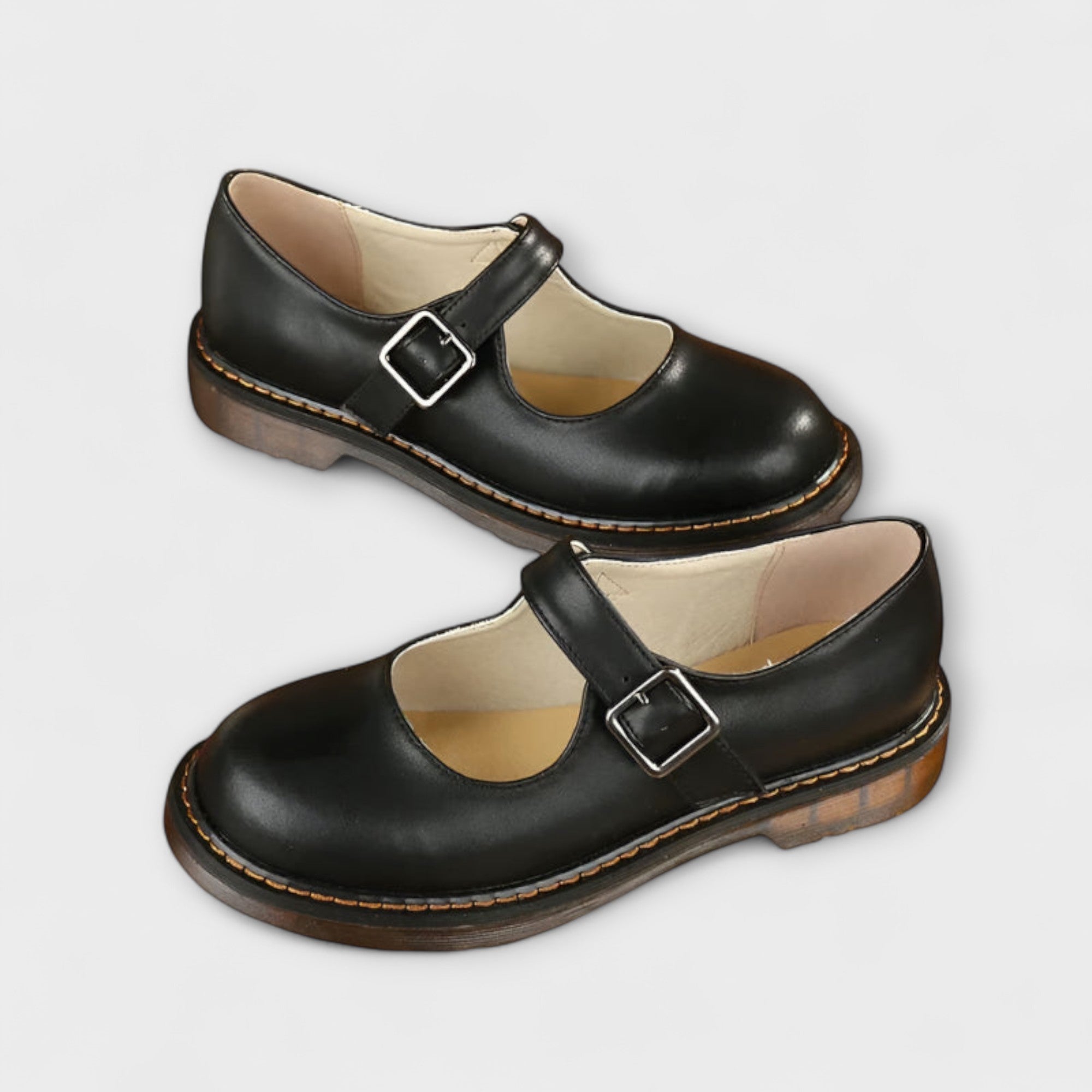 Classic Leather Shoes with Straps and Comfortable Sole