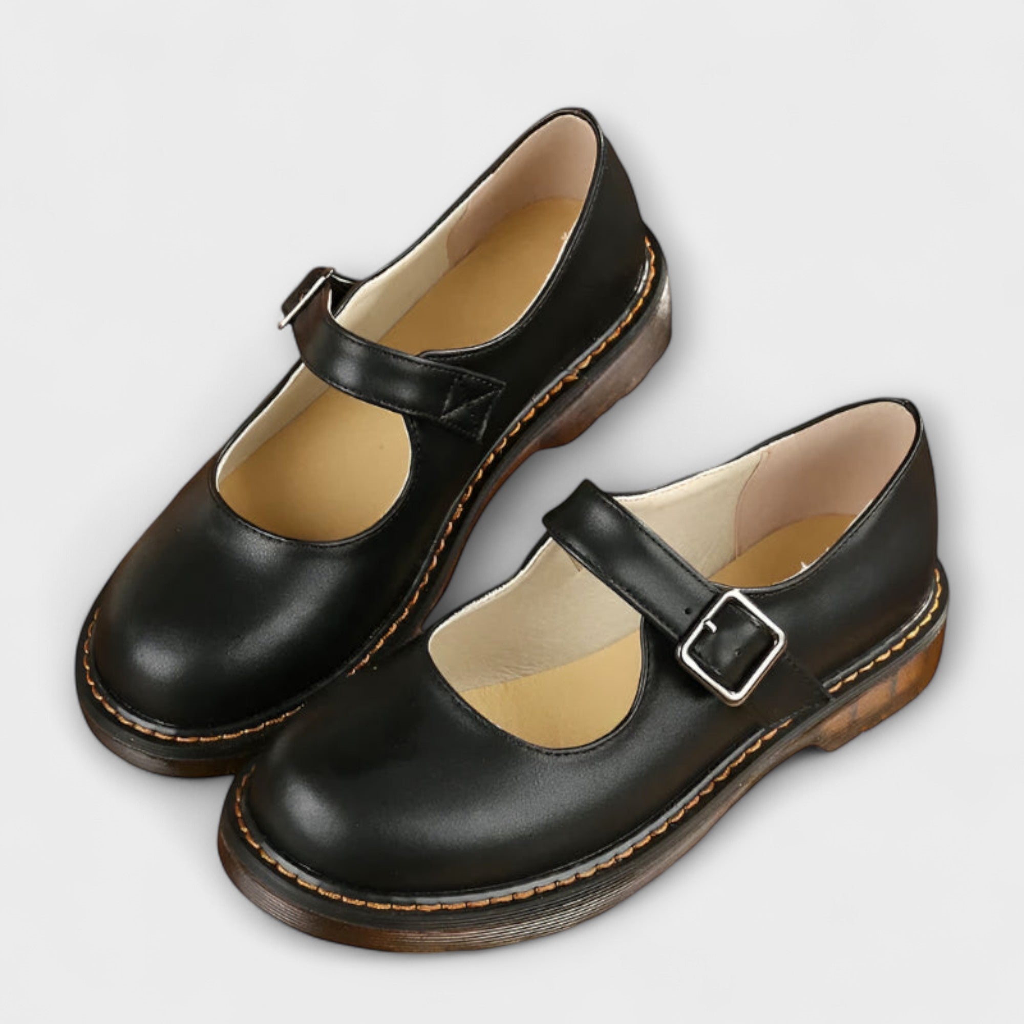 Classic Leather Shoes with Straps and Comfortable Sole