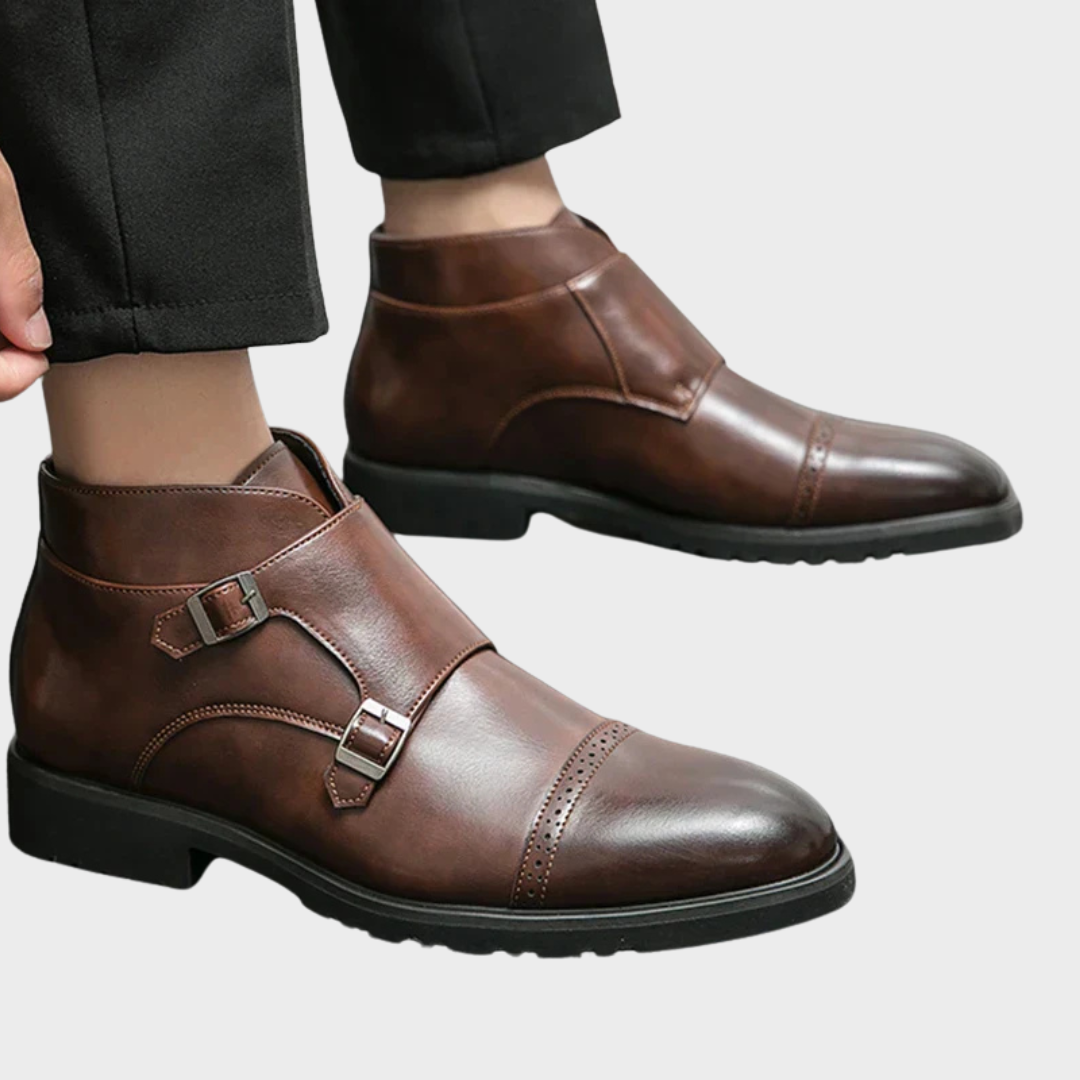 Faux Leather Double Monk Strap Boots