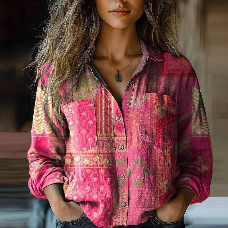 Retro Floral Print Blouse