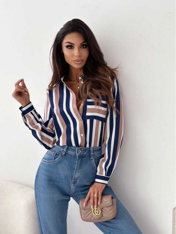 Elegant Women's Blouse with Satin Print