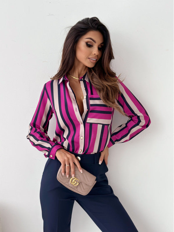 Elegant Women's Blouse with Satin Print