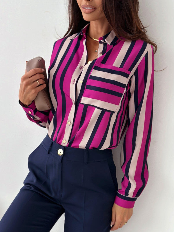 Elegant Women's Blouse with Satin Print