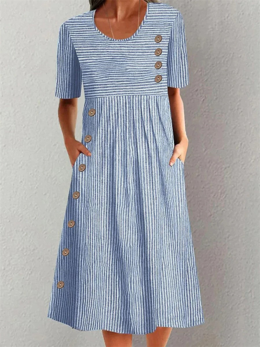 Striped Cotton Midi Dress