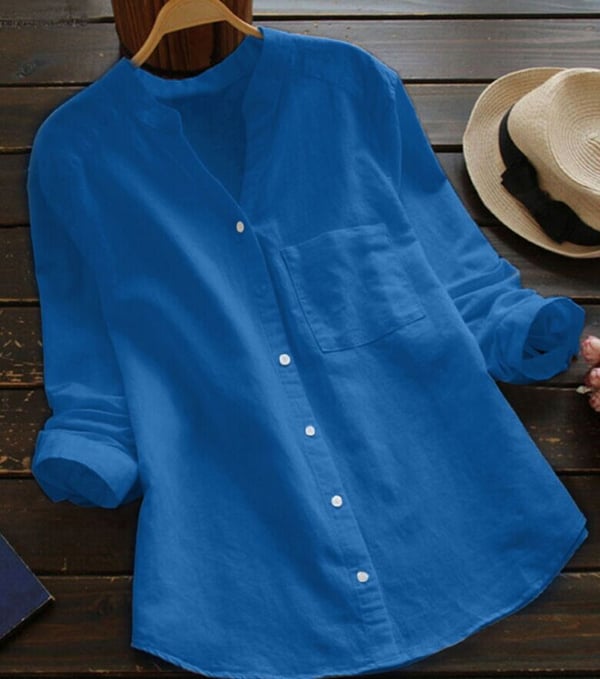 Elegant Linen Long-Sleeve Blouse