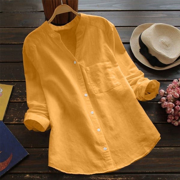Elegant Linen Long-Sleeve Blouse