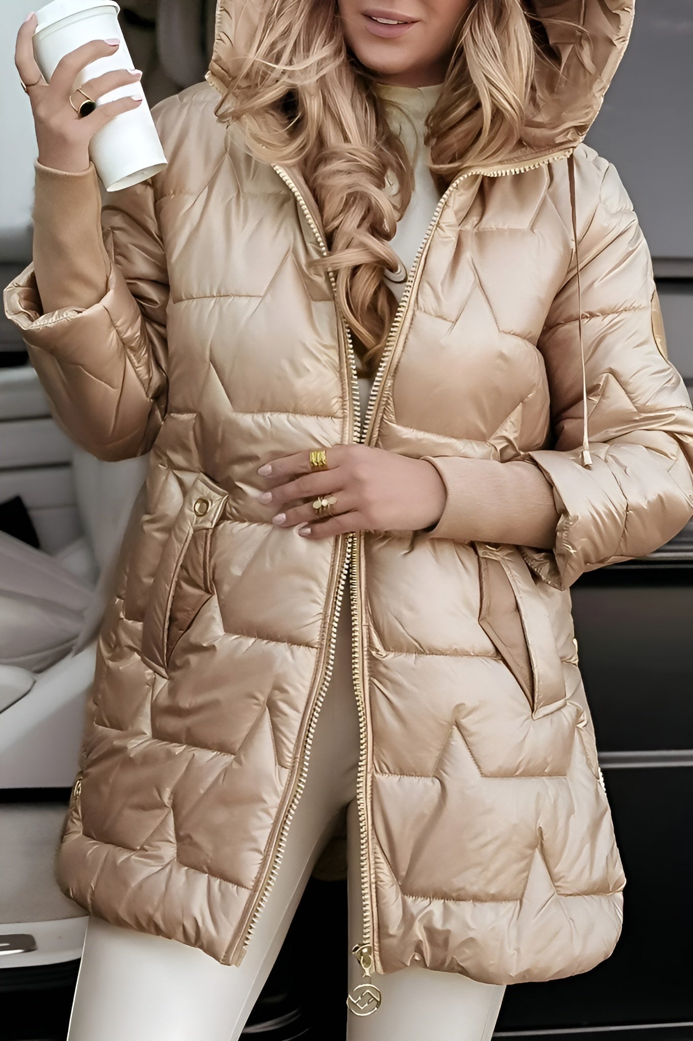 Elegant Padded Coat with Hood