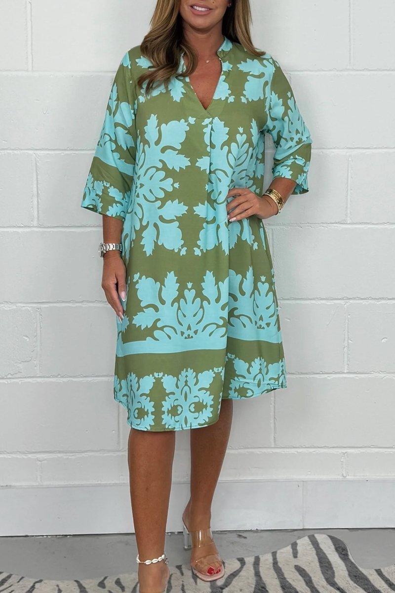 Elegant Printed Midi Dress