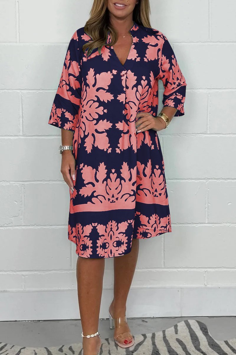 Elegant Printed Midi Dress