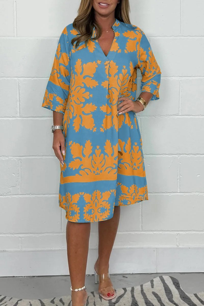 Elegant Printed Midi Dress