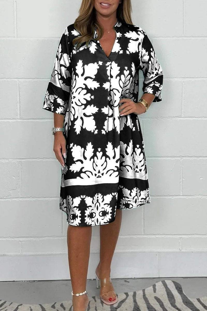 Elegant Printed Midi Dress
