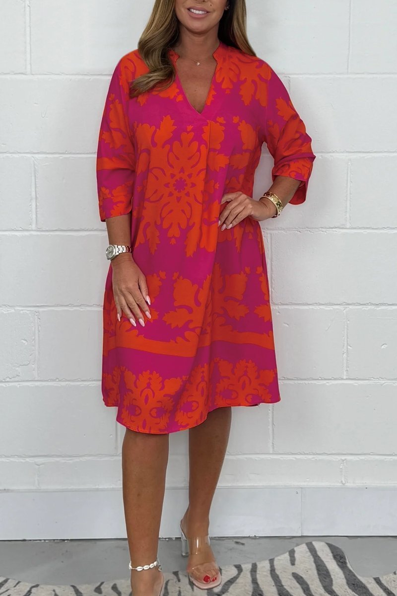Elegant Printed Midi Dress