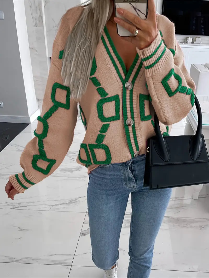 Colorblock Knit Cardigan