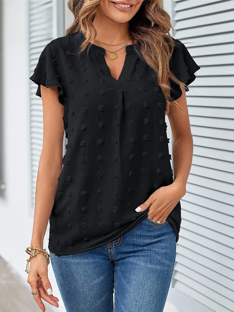 Chic Patchwork Blouse with Ruffled Accents
