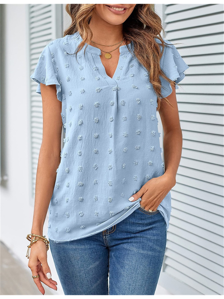 Chic Patchwork Blouse with Ruffled Accents