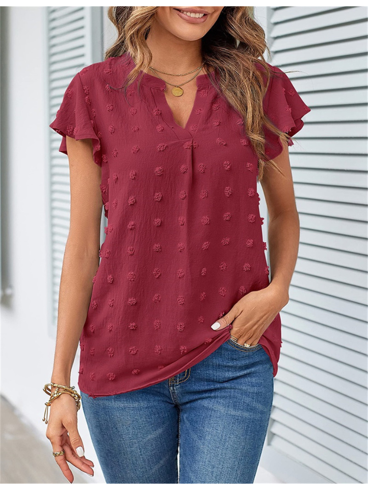 Chic Patchwork Blouse with Ruffled Accents