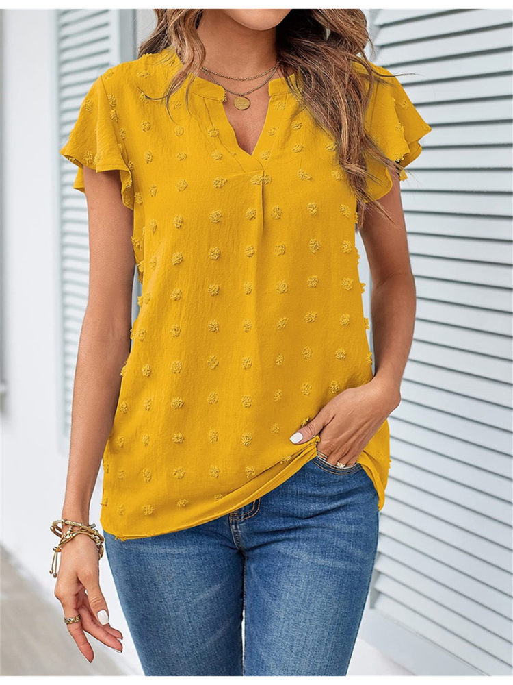 Chic Patchwork Blouse with Ruffled Accents