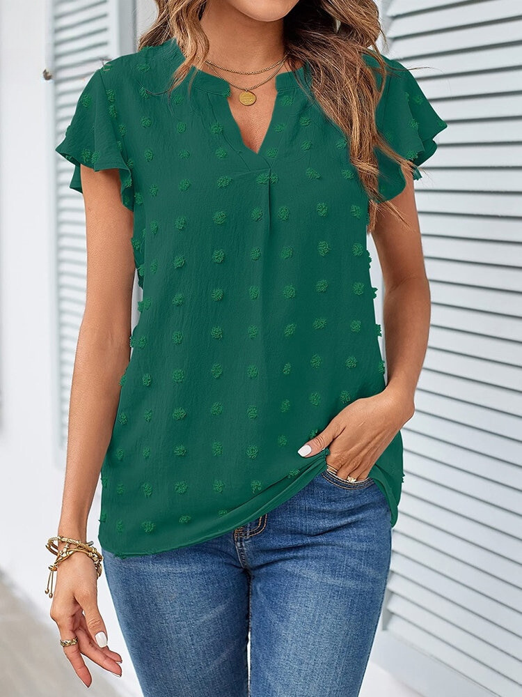 Chic Patchwork Blouse with Ruffled Accents