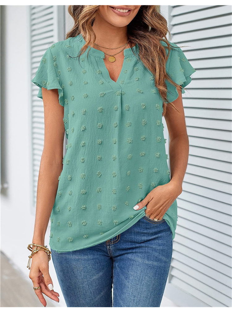Chic Patchwork Blouse with Ruffled Accents