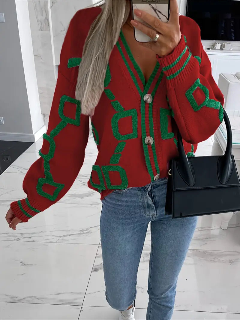 Colorblock Knit Cardigan