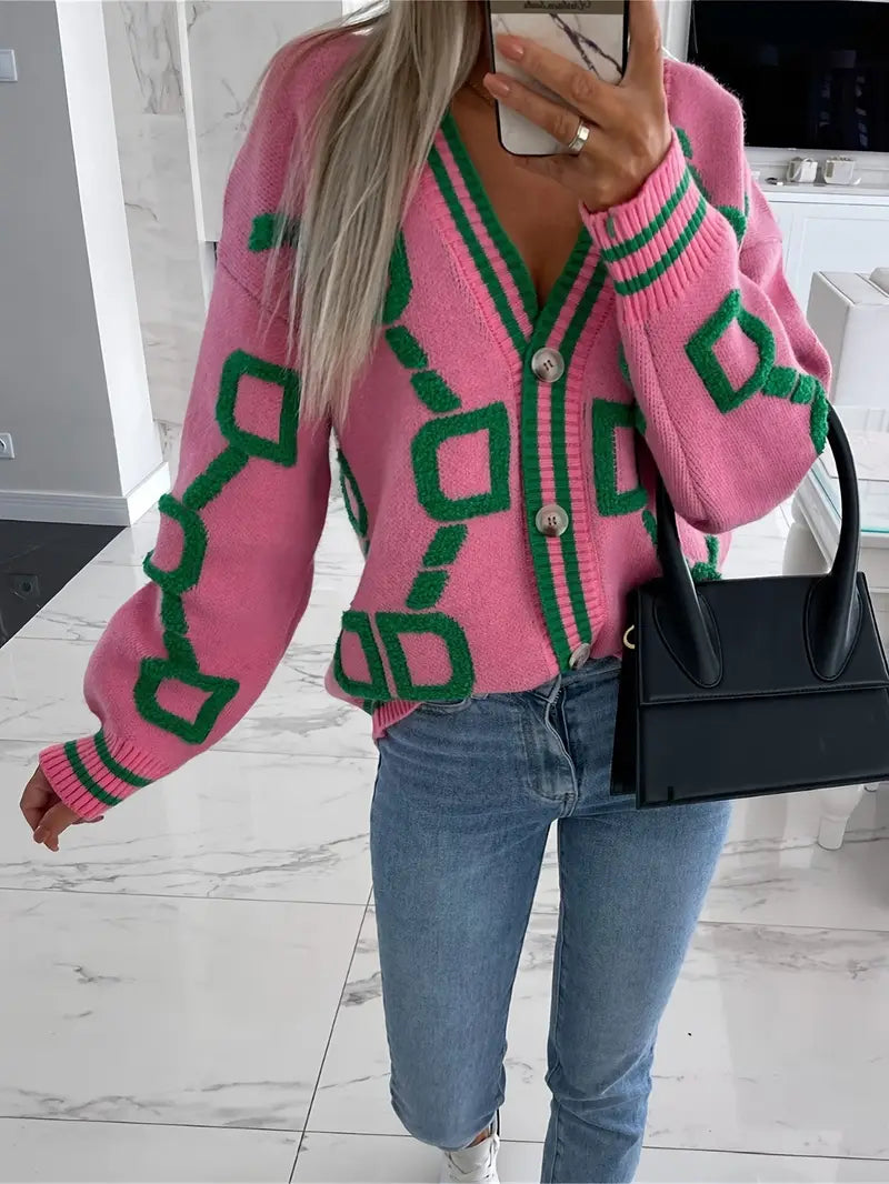 Colorblock Knit Cardigan