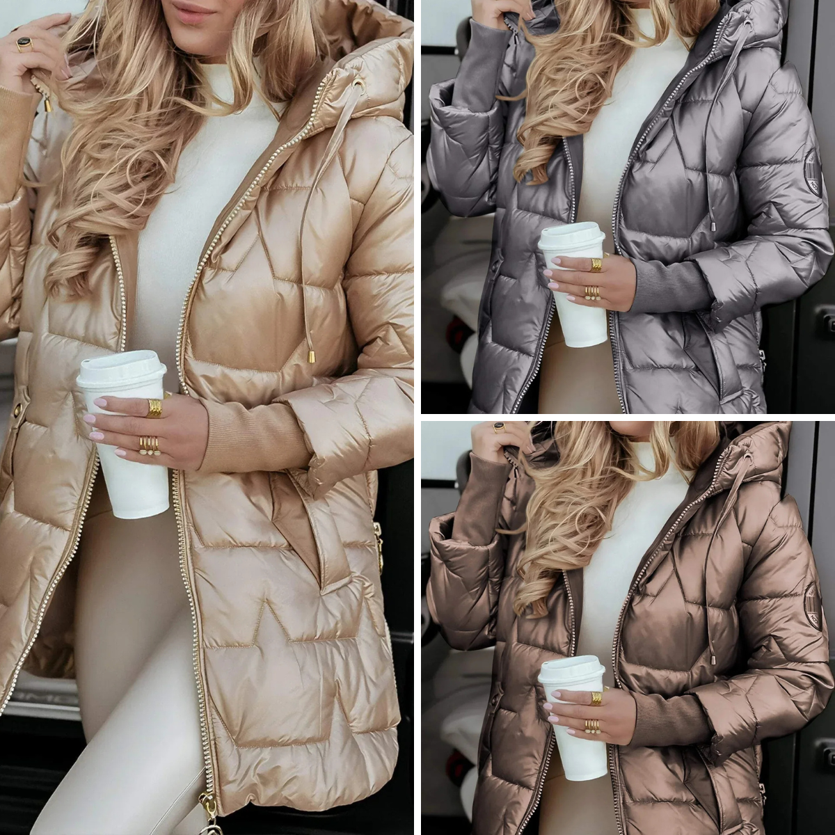 Elegant Padded Coat with Hood